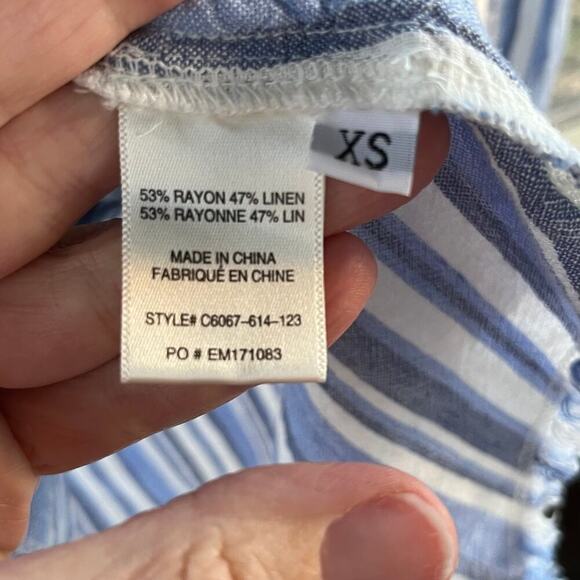Cloth & Stone Blue And White Striped Long Sleeve Linen Blend Tunic Top Size XS - Picture 8 of 9